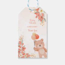 Cute Watercolor Orange Floral Bear