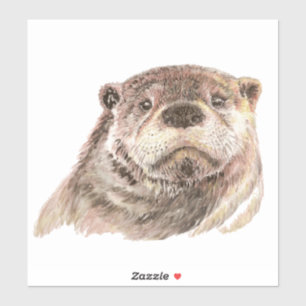 Cute Watercolor Otter Animal Nature Wildlife Art