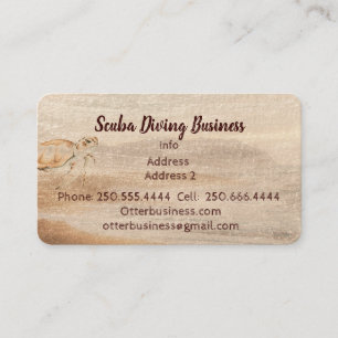Cute Watercolor Otter Scuba Diving or Ocean Sea Business Card