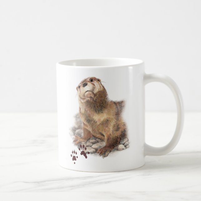 Cute Watercolor Otter Wildlife Animal art Coffee Mug (Right)