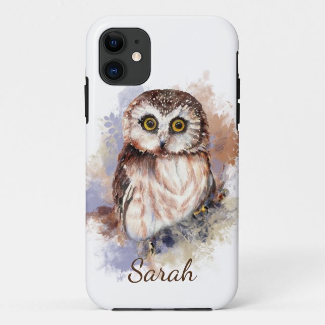 Cute Watercolor Owl Bird Custom Case-Mate iPhone Case (Back)