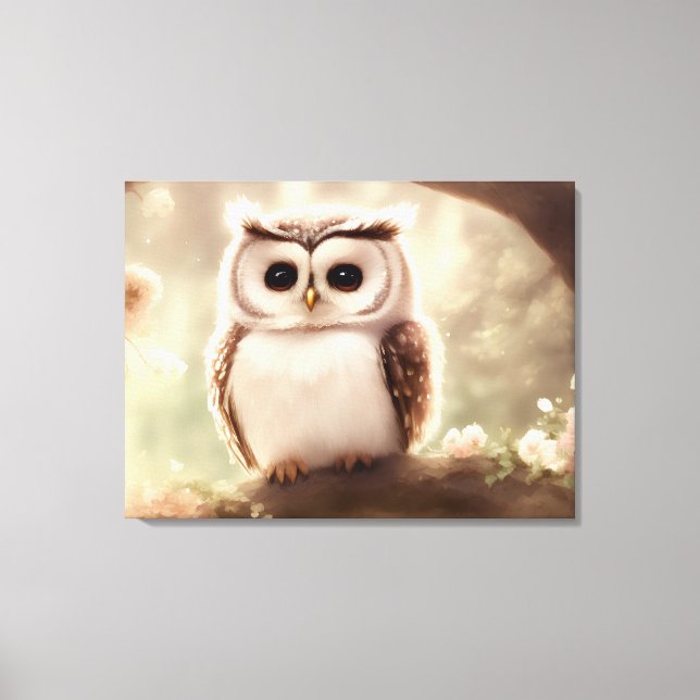 Cute watercolor owl canvas print (Front)