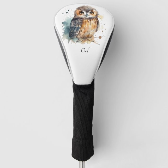 Cute Watercolor Owl, custom Golf Head Cover (Front)