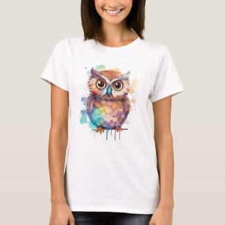 Cute Watercolor Owl Graphic Tee