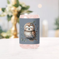 Cute Watercolor Owl with Floral Woodland Style