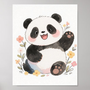 Cute Watercolor Panda Poster