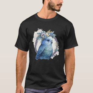 Cute Watercolor Parakeet Budgie Bird Flower Crown T-Shirt