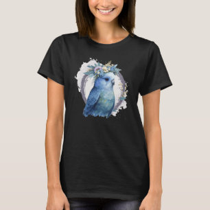 Cute Watercolor Parakeet Budgie Bird Flower Crown  T-Shirt