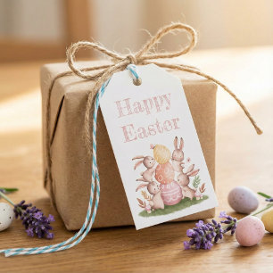 Cute Watercolor Pastel Bunnies & Eggs Easter Favou Gift Tags