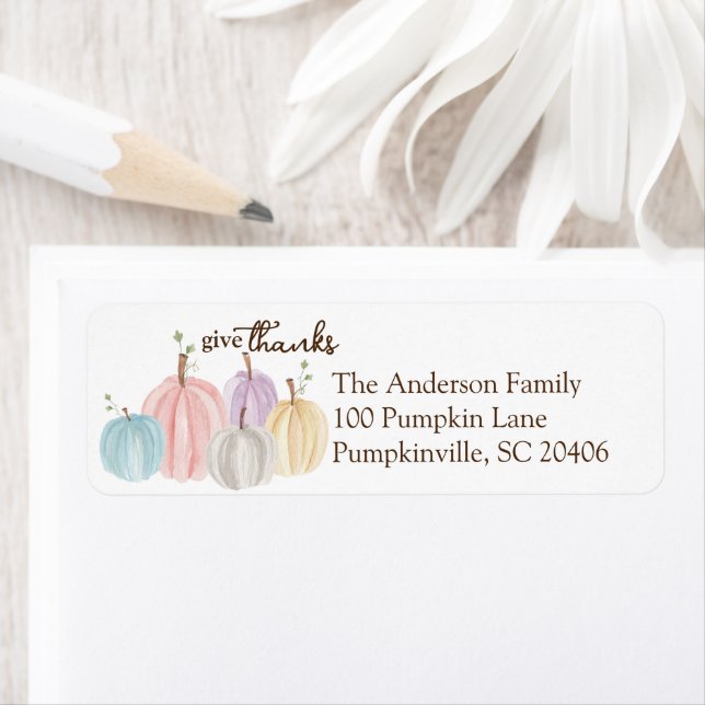 Cute Watercolor Pastel Pumpkin Give Thanks (Insitu)