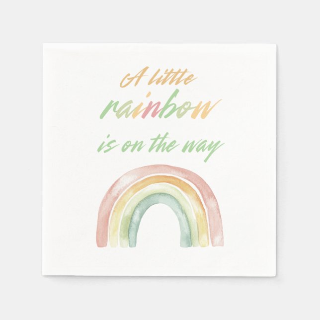 Cute Watercolor Pastel Rainbow Baby Shower Napkin (Front)