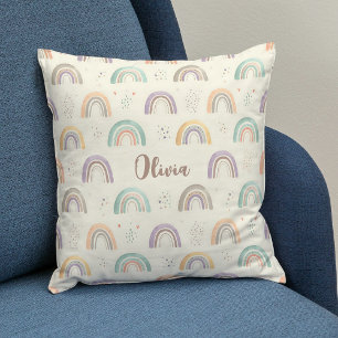 Cute Watercolor Pastel Rainbows Custom Throw Pillow