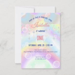 Cute Watercolor pastel Unicorns Rainbow Birthday Invitation