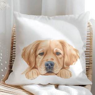 Cute Watercolor Peeking Golden Personalized Throw Pillow