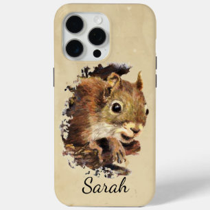 Cute Watercolor Peeking Squirrel Customize iPhone 15 Pro Max Case