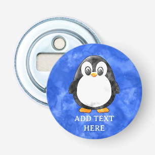 Cute Watercolor Penguin Blue  Bottle Opener