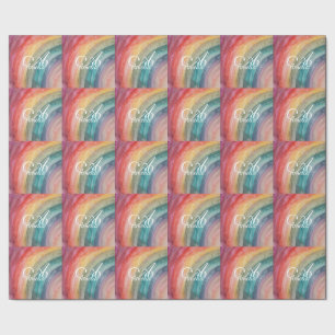 Cute Watercolor Personalized Rainbow Wrapping Paper
