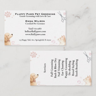 Cute Watercolor Pet Groomer Custom Business Card 