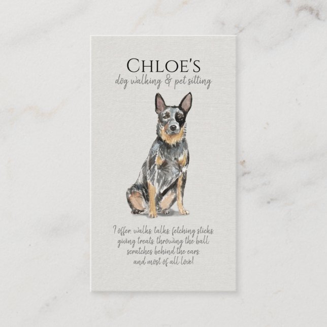 Cute Watercolor Pet Sitter Dog WalkerBusiness Card (Front)