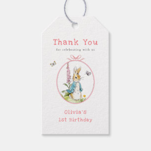 Cute watercolor Peter Rabbit 1st Birthday Gift Tags