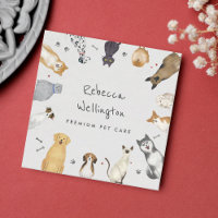 Cute Watercolor Pets Dogs Cats Sitter Dog Walker