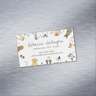 Cute Watercolor Pets Dogs Pet Sitter Dog Walker Magnetic Business Card