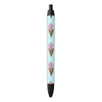 Cute Watercolor Piggy Ice Cream Pink Teal Pattern