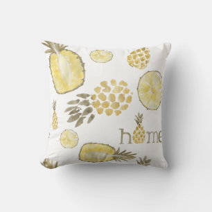 Cute Watercolor Pineapple Throw Pillow