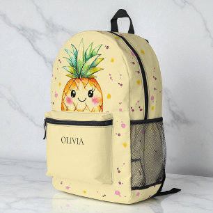 Cute Watercolor Pineapple Yellow Colourful Girly Printed Backpack