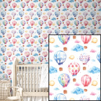 Cute Watercolor Pink & Blue Hot Air Balloons  