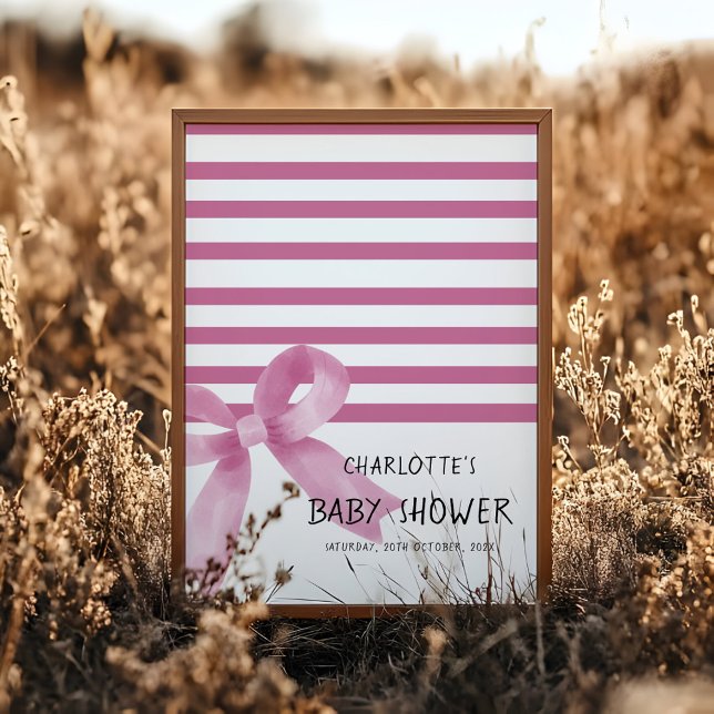 Cute Watercolor Pink Bow Baby Shower Welcome Sign (Creator Uploaded)