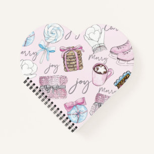 Cute Watercolor Pink Christmas Notebook
