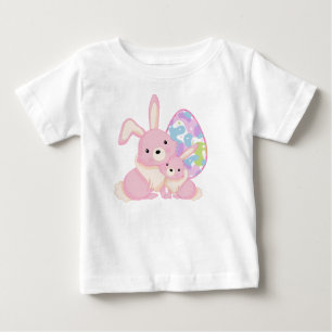 CUTE WATERCOLOR PINK EASTER BUNNIES & EASTER EGG BABY T-Shirt