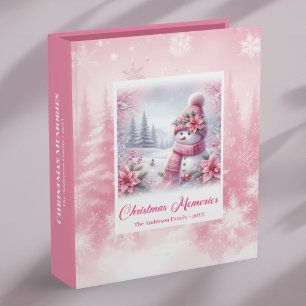Cute Watercolor Pink Snowman Kids Gift Memories Binder