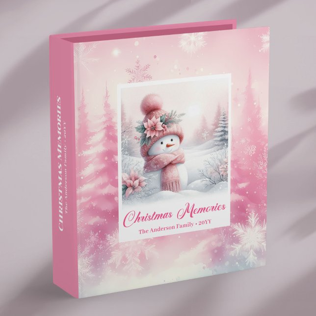 Cute Watercolor Pink Snowman Winter Scene Memory   Binder (Cute Watercolor Pink Snowman Winter Scene Memory Album Binder

)