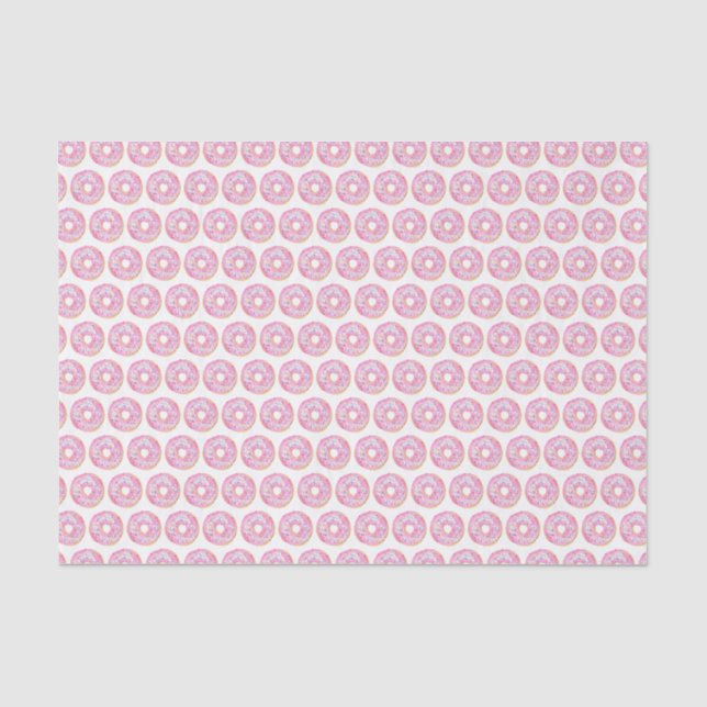 Cute Watercolor Pink Sprinkle Doughnuts Pattern Tissue Paper (Front)