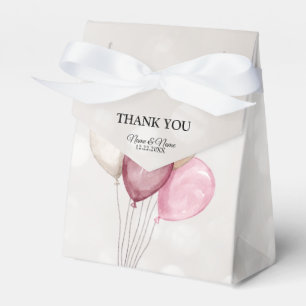 Cute Watercolor Pink White Balloons Party Favor Box