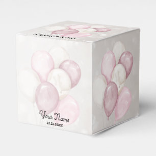 Cute Watercolor Pink White Balloons Party Favor Box