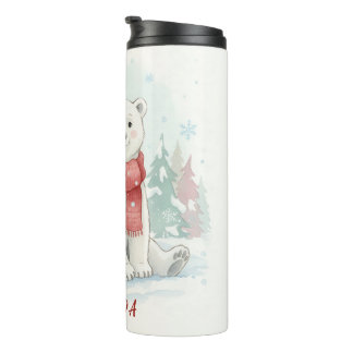 Cute watercolor Polar Bear Winter  Thermal Tumbler