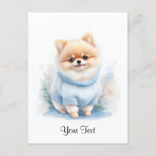 Cute Watercolor Pomeranian Puppy Dog Personized Postcard
