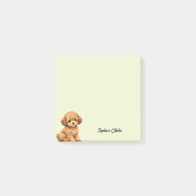 Cute Watercolor Poodle Trendy Custom Post-it Notes (Front)
