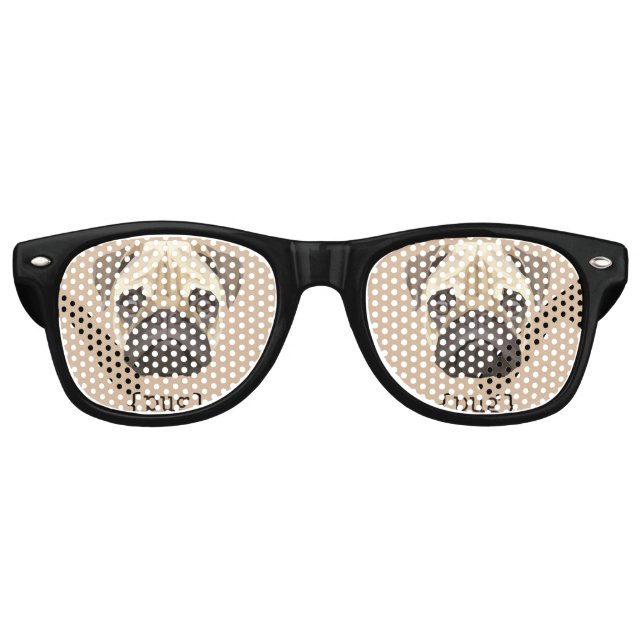 Cute Watercolor Pug Face Definition Retro Sunglasses (Front)