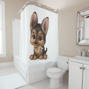 Cute Watercolor Puppy Dog Neutral Modern Shower Cu
