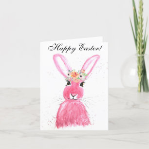 Cute Watercolor Rabbit Bunny Hare Easter Floral Th Thank You Card