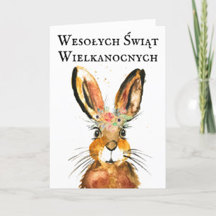 Cute Watercolor Rabbit Bunny Hare Easter Floral Thank You Card