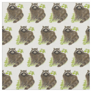 Cute Watercolor Raccoon Animal nature art Fabric