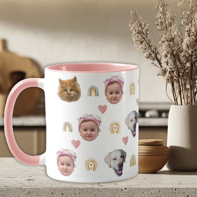 Cute Watercolor Raibow 4 Photo Faces Mug (Creator Uploaded)