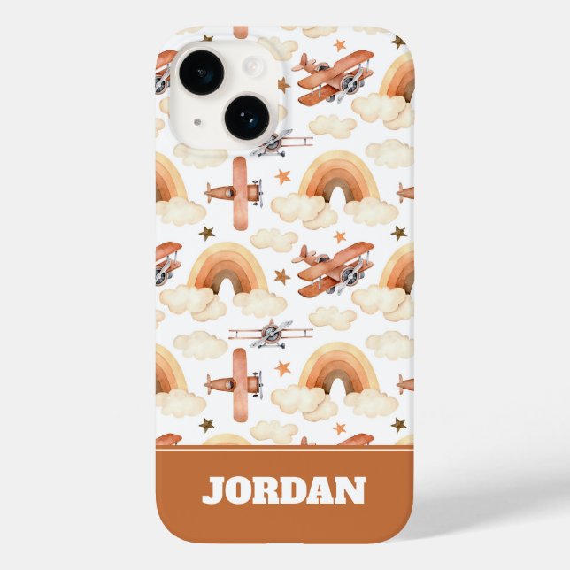 Cute Watercolor Rainbow Airplane Pattern Case-Mate iPhone Case (Back)