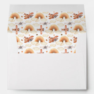 Cute Watercolor Rainbow Airplane Pattern Envelope