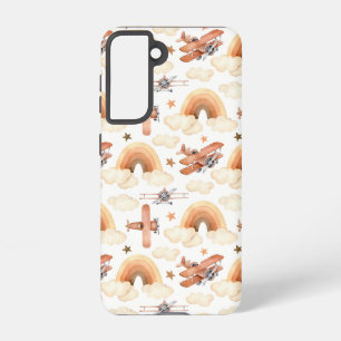 Cute Watercolor Rainbow Airplane Pattern Samsung Galaxy Case